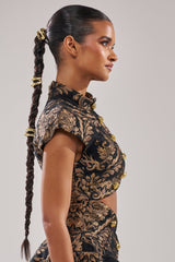 KAYLA BROCADE LONG SLEEVE BLOUSE