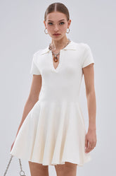 SLEEK AND CHIC KNIT MINI DRESS IN WHITE