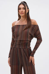 CANDICE STRIPE OFF THE SHOULDER BLOUSE