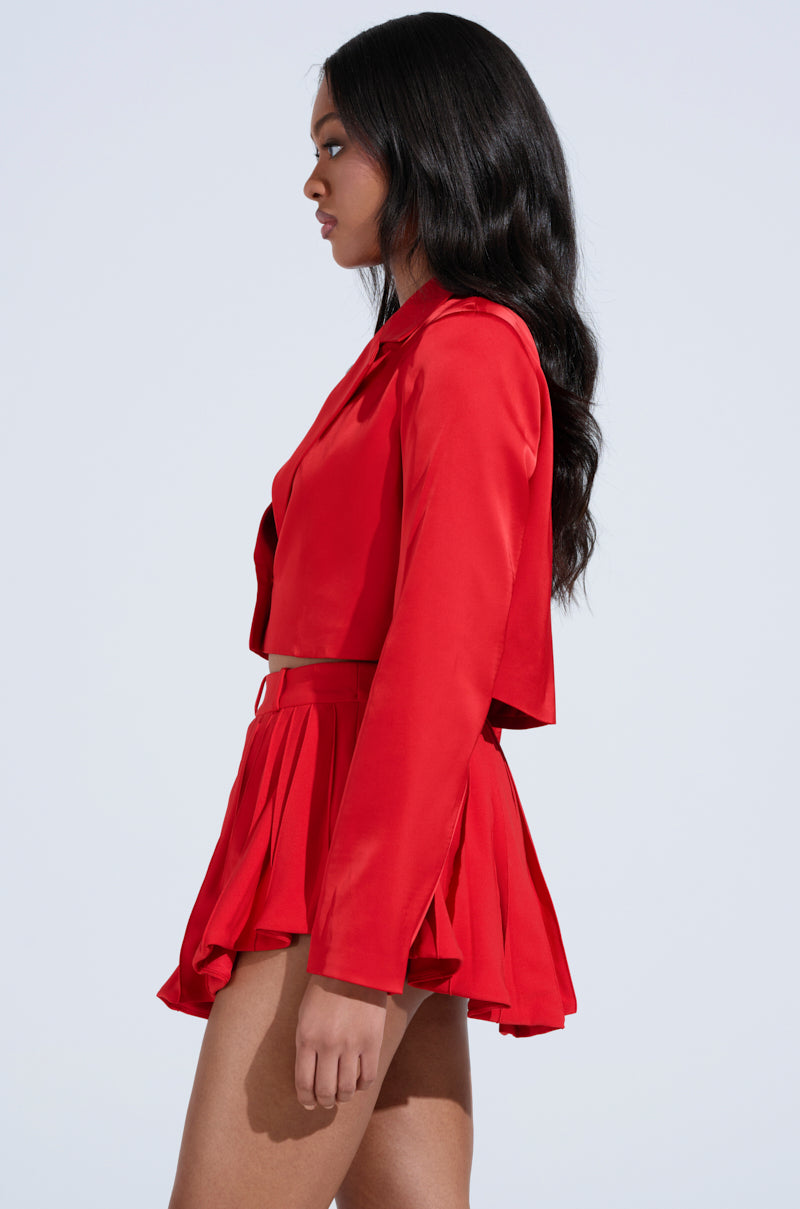 LILA CROPPED SATIN BLAZER