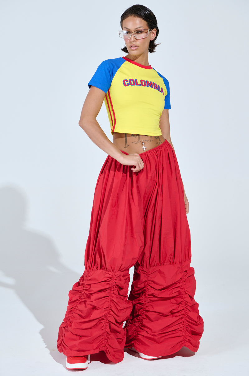 WIDE LEG SCRUNCHED HEM PANTS