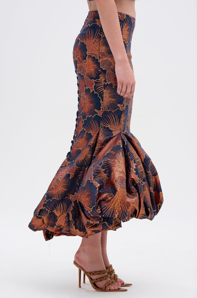 LADY LUX BROCADE BUBBLE HEM MIDI SKIRT