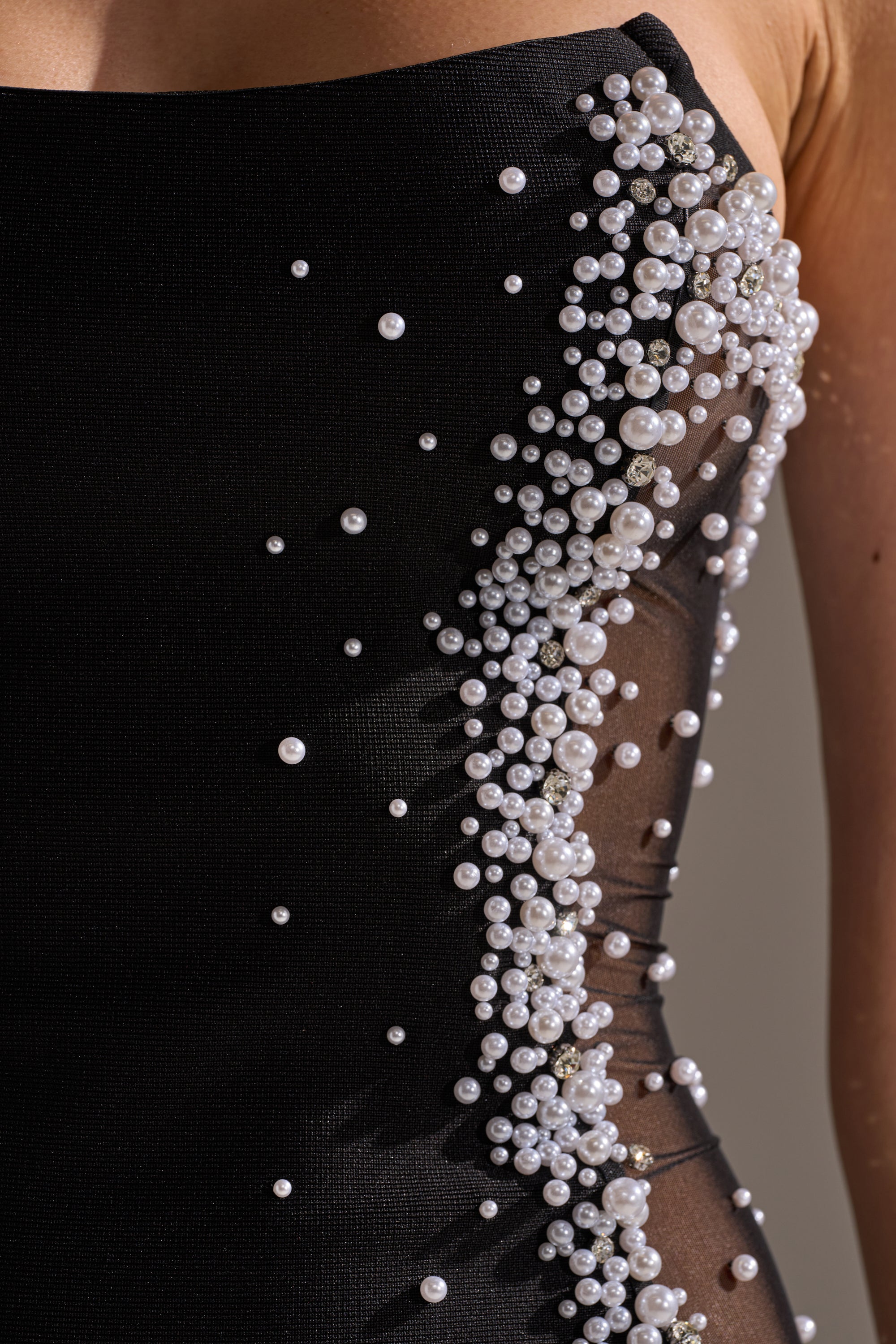 CHAMPAGNE EDIT RHINESTONE MIDI DRESS