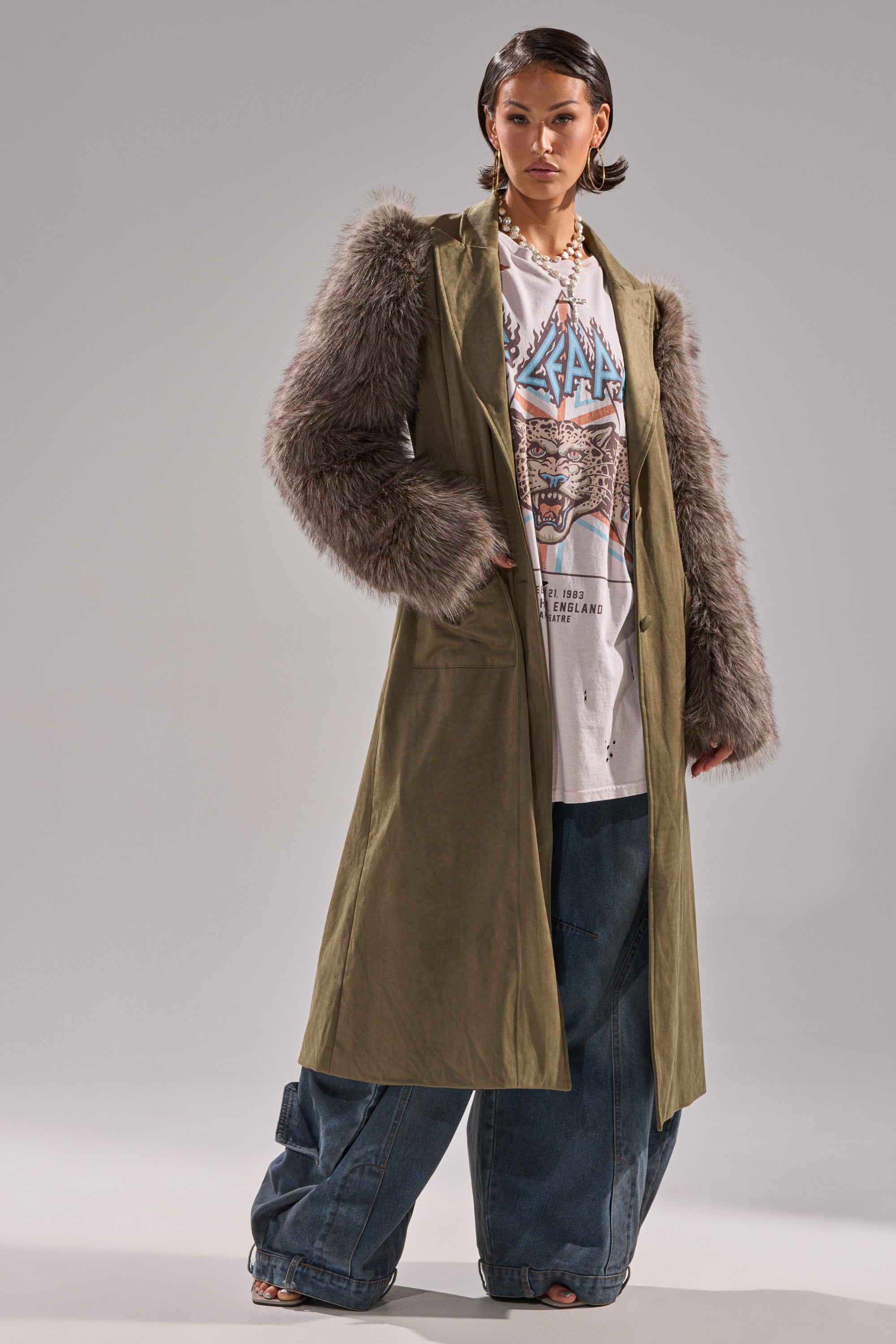LOLITA FUR SLEEVE TRENCH