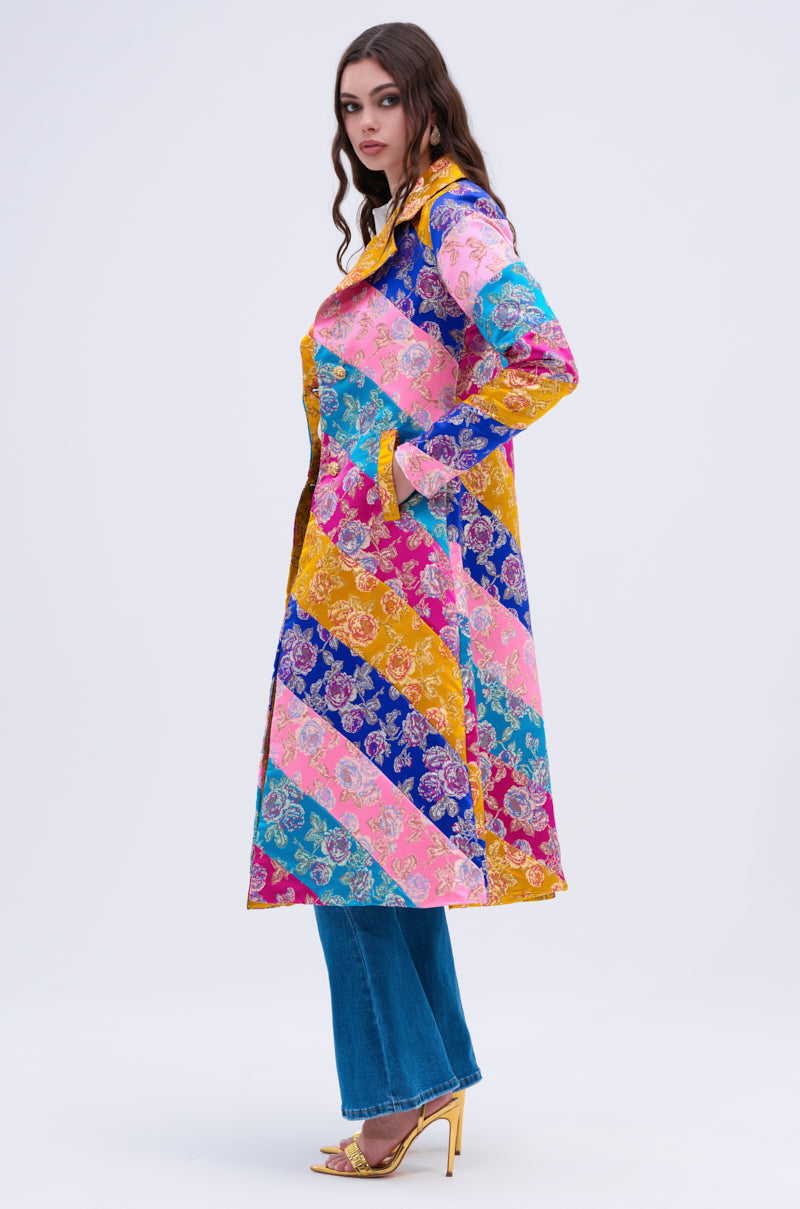BIASED PATCHWORK BROCADE TRENCH