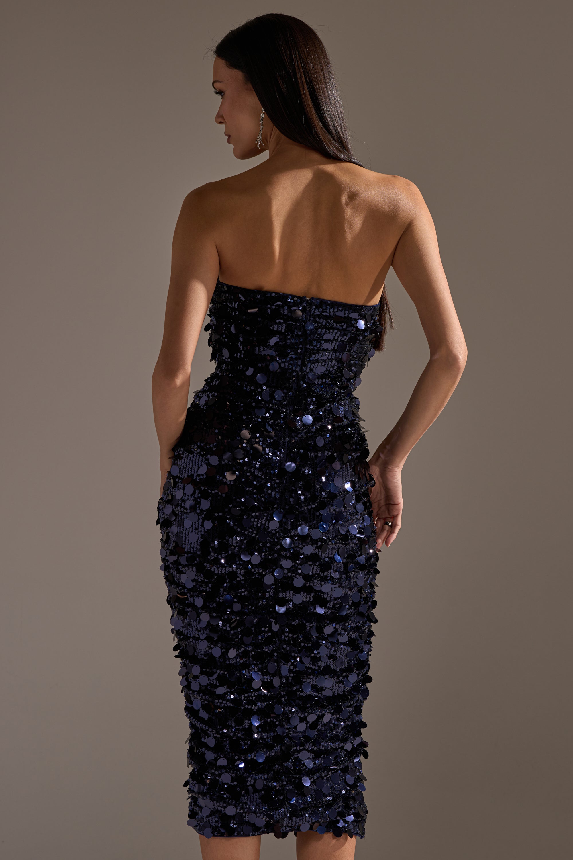 WHO'S THAT GIRL SEQUIN MIDI DRESS