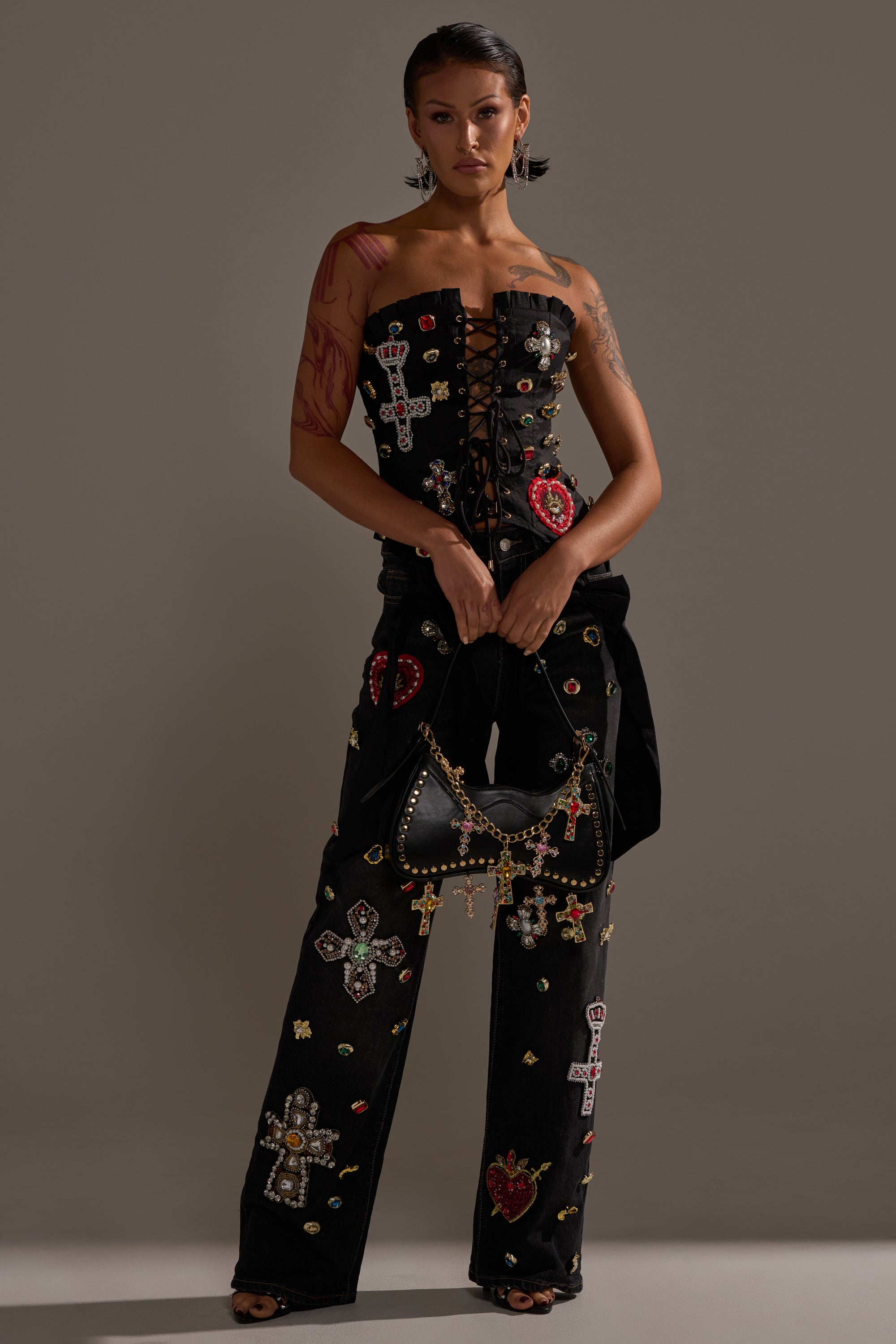 FEELING EXTRA BLESSED EMBELLISHED DENIM