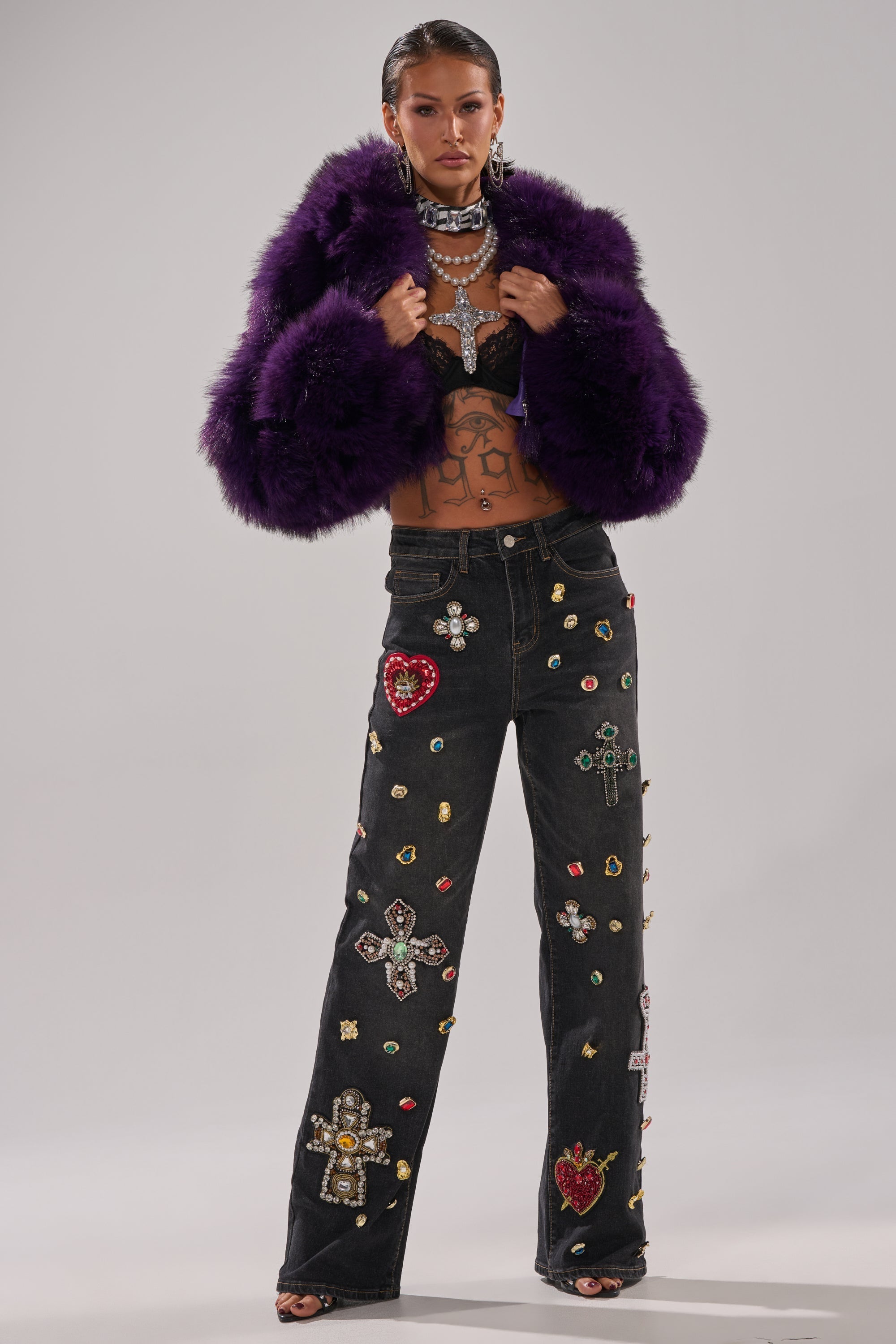 FEELING EXTRA BLESSED EMBELLISHED DENIM