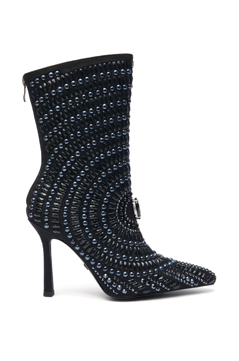 AZALEA WANG HILLEL PEWTER RHINESTONE BOOTIE