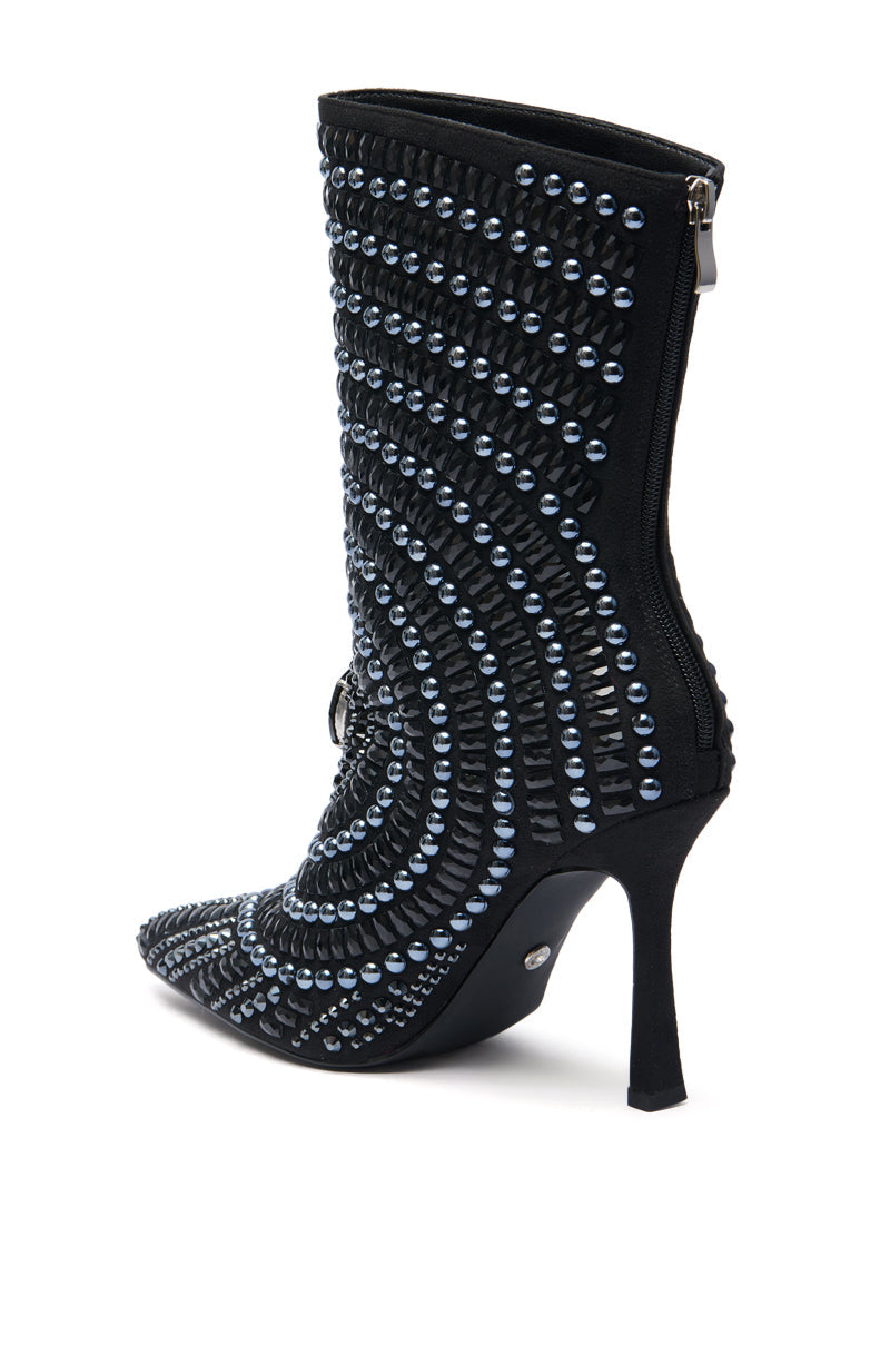 AZALEA WANG HILLEL PEWTER RHINESTONE BOOTIE