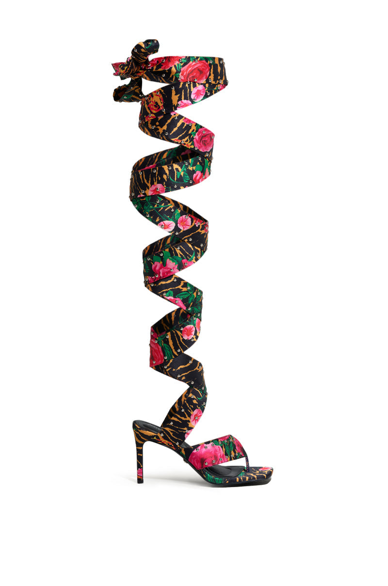 AZALEA WANG HOWLITE TIGER STUDDED STRAPPED SANDAL