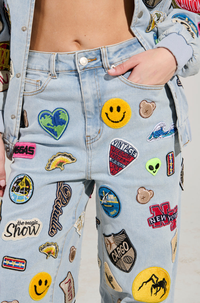 AUSTIN WIDE LEG PATCH DENIM