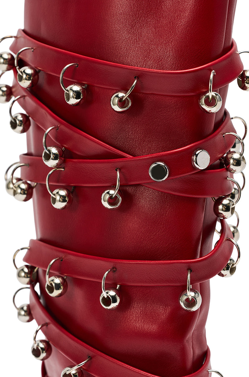 AZALEA WANG TIMPANI RED WESTERN FRINGE STILETTO BOOT