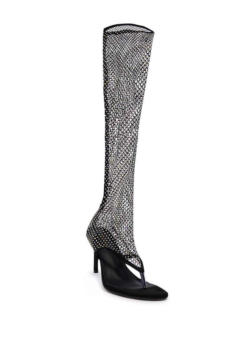 ANNALISE BLACK MESH OPEN TOE SANDAL BOOT