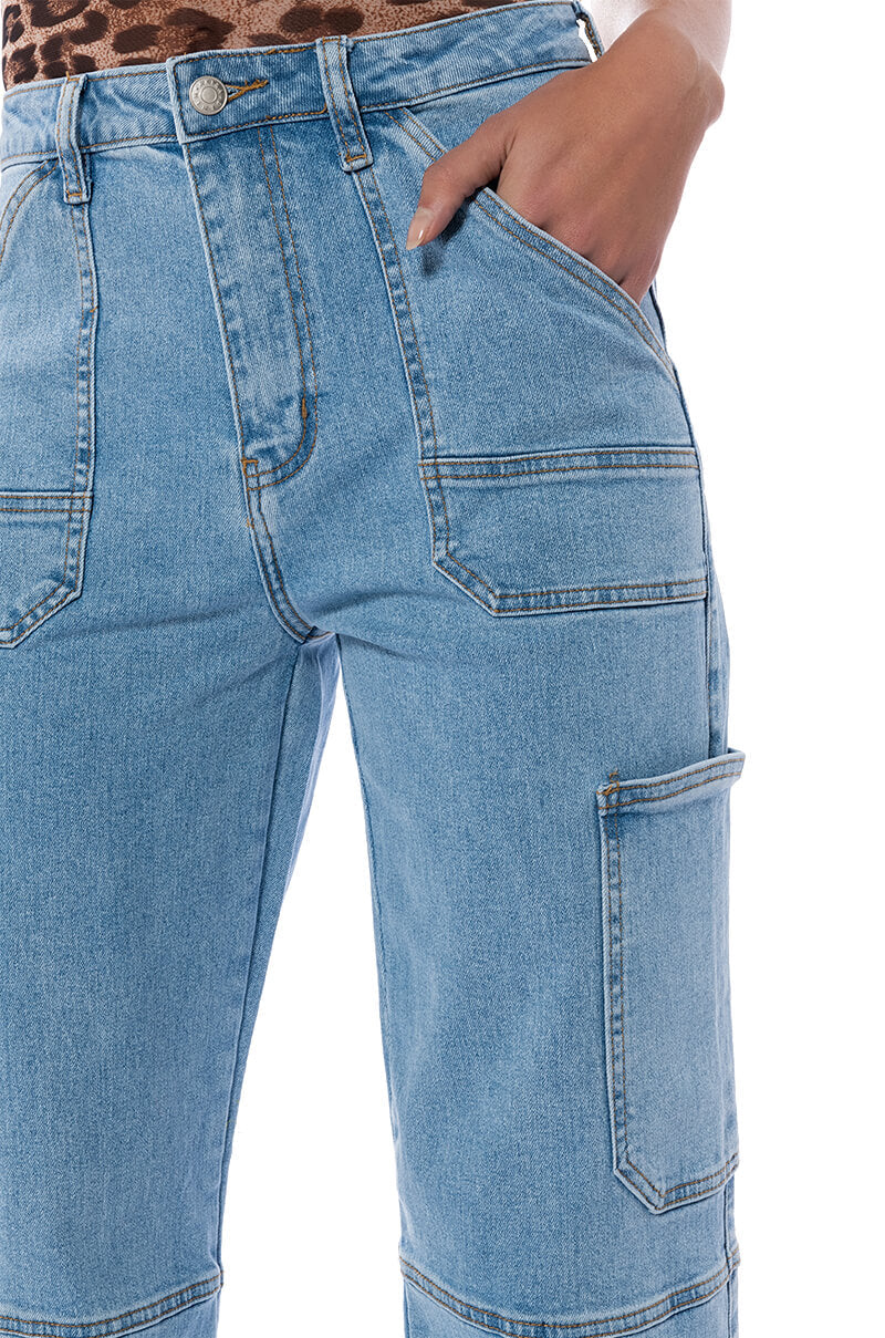KENDALL WIDE LEG UTILITY JEANS