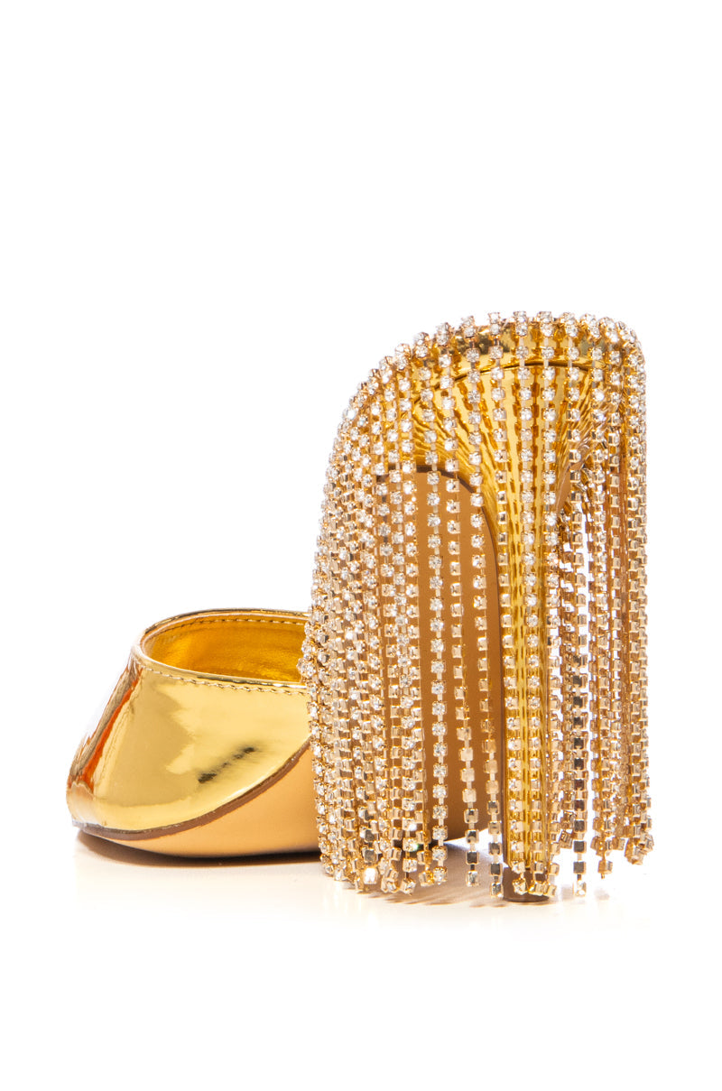 LAURENT GOLD DIAMOND DRIP HEEL SANDAL