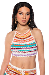 LET'S TAKE A TRIP HALTER TOP