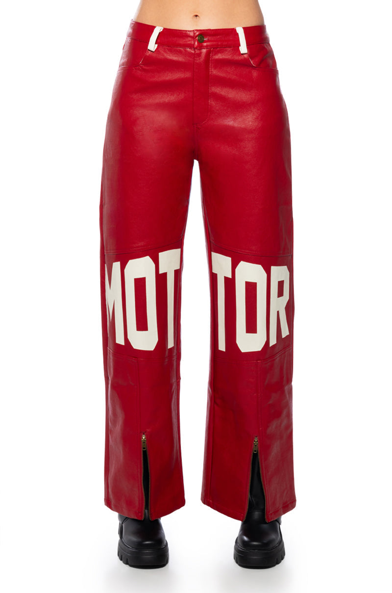 SPEED UP MOTOR FAUX LEATHER PANT