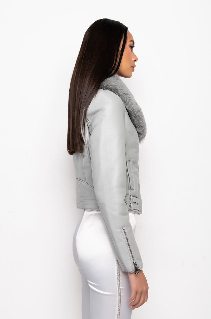 XANDER BONDED FABRIC MOTO JACKET